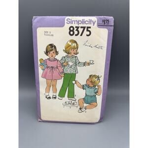 Vintage Simplicity 8375 Toddler Pattern Size 2 Dress Top Pants Uncut
